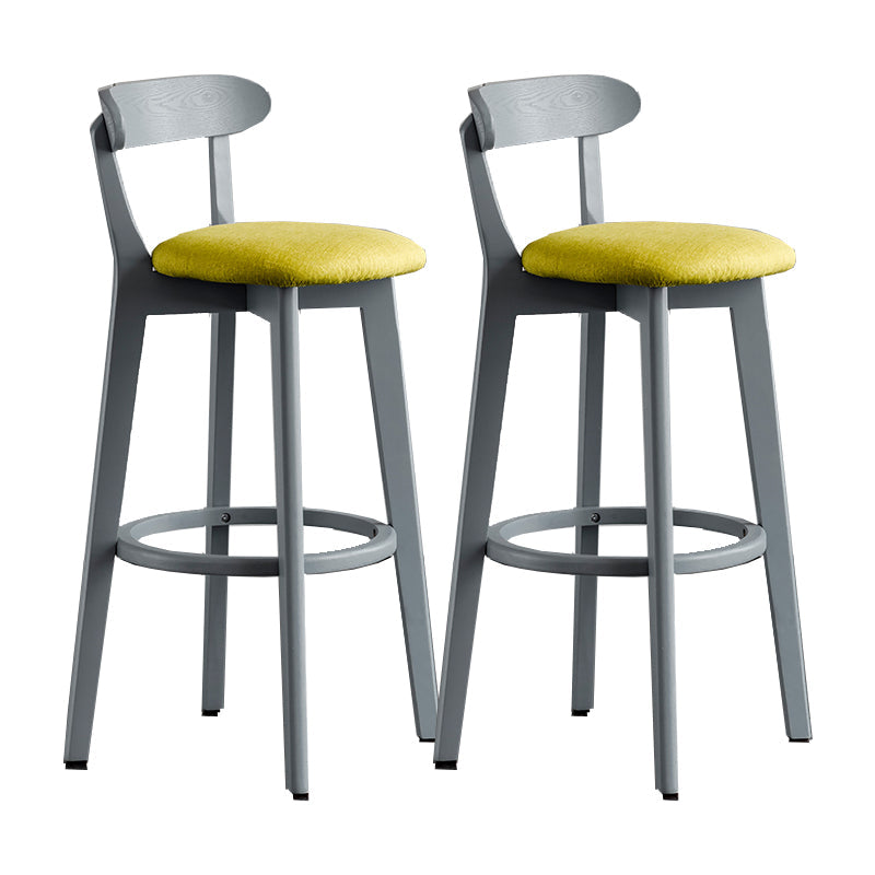Gray Wood Bar Stools Industrial Style Armless Stool with Low Back