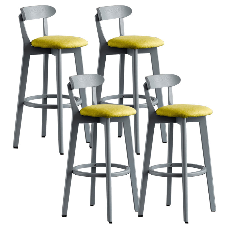 Gray Wood Bar Stools Industrial Style Armless Stool with Low Back