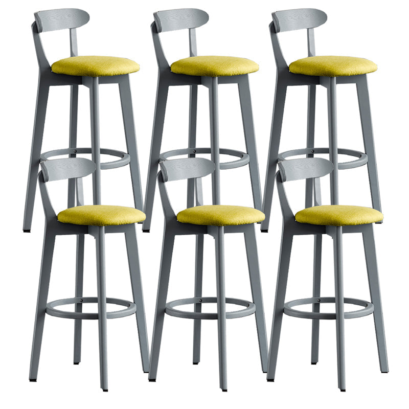 Gray Wood Bar Stools Industrial Style Armless Stool with Low Back
