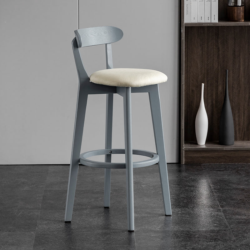 Gray Wood Bar Stools Industrial Style Armless Stool with Low Back