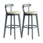 Gray Wood Bar Stools Industrial Style Armless Stool with Low Back