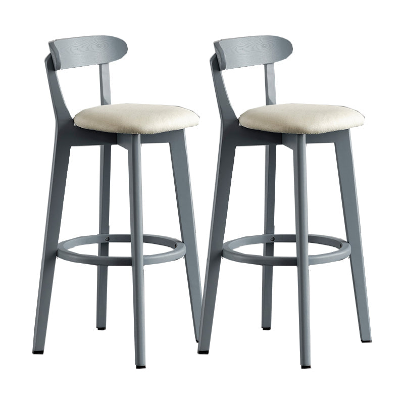 Gray Wood Bar Stools Industrial Style Armless Stool with Low Back