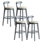 Gray Wood Bar Stools Industrial Style Armless Stool with Low Back