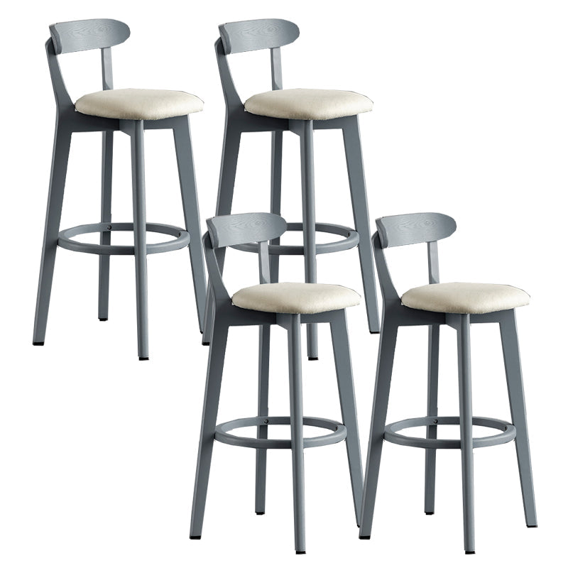Gray Wood Bar Stools Industrial Style Armless Stool with Low Back