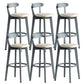 Gray Wood Bar Stools Industrial Style Armless Stool with Low Back