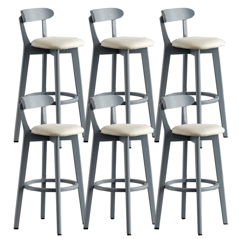 Gray Wood Bar Stools Industrial Style Armless Stool with Low Back