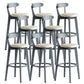 Gray Wood Bar Stools Industrial Style Armless Stool with Low Back