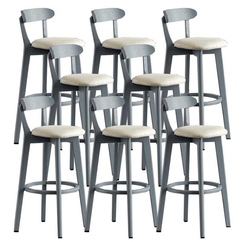 Gray Wood Bar Stools Industrial Style Armless Stool with Low Back