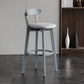 Gray Wood Bar Stools Industrial Style Armless Stool with Low Back