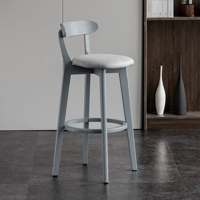 Gray Wood Bar Stools Industrial Style Armless Stool with Low Back