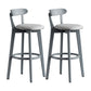 Gray Wood Bar Stools Industrial Style Armless Stool with Low Back