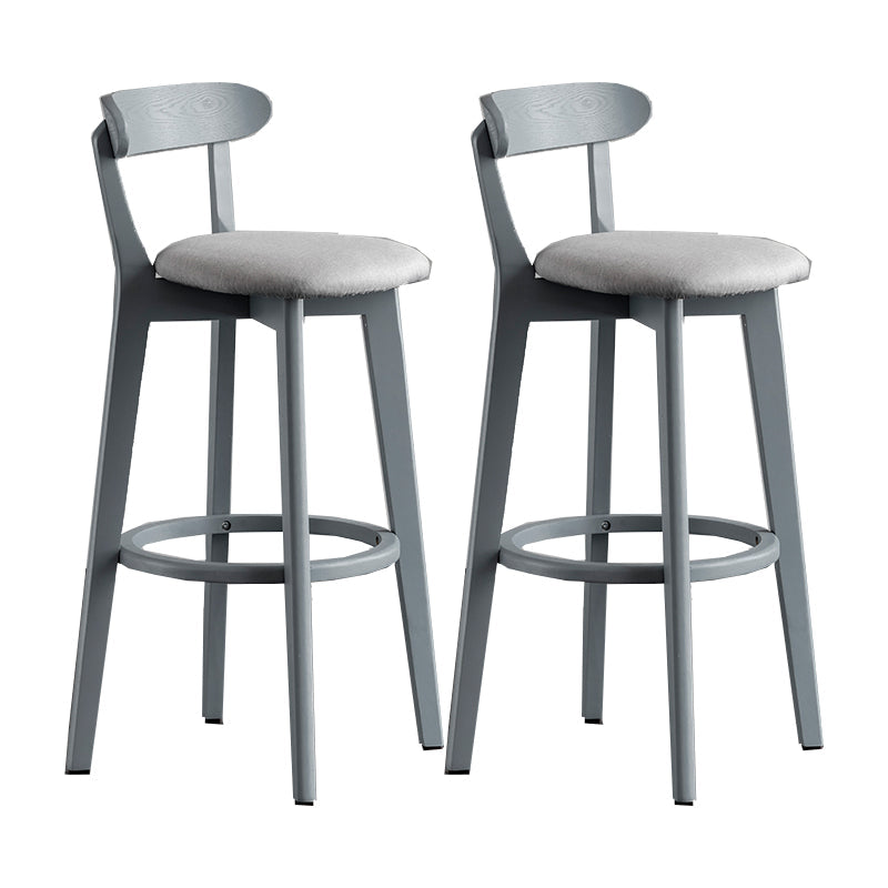 Gray Wood Bar Stools Industrial Style Armless Stool with Low Back