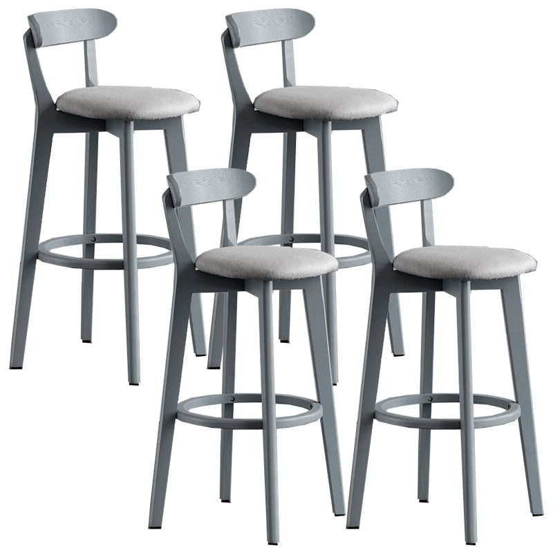 Gray Wood Bar Stools Industrial Style Armless Stool with Low Back