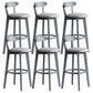 Gray Wood Bar Stools Industrial Style Armless Stool with Low Back