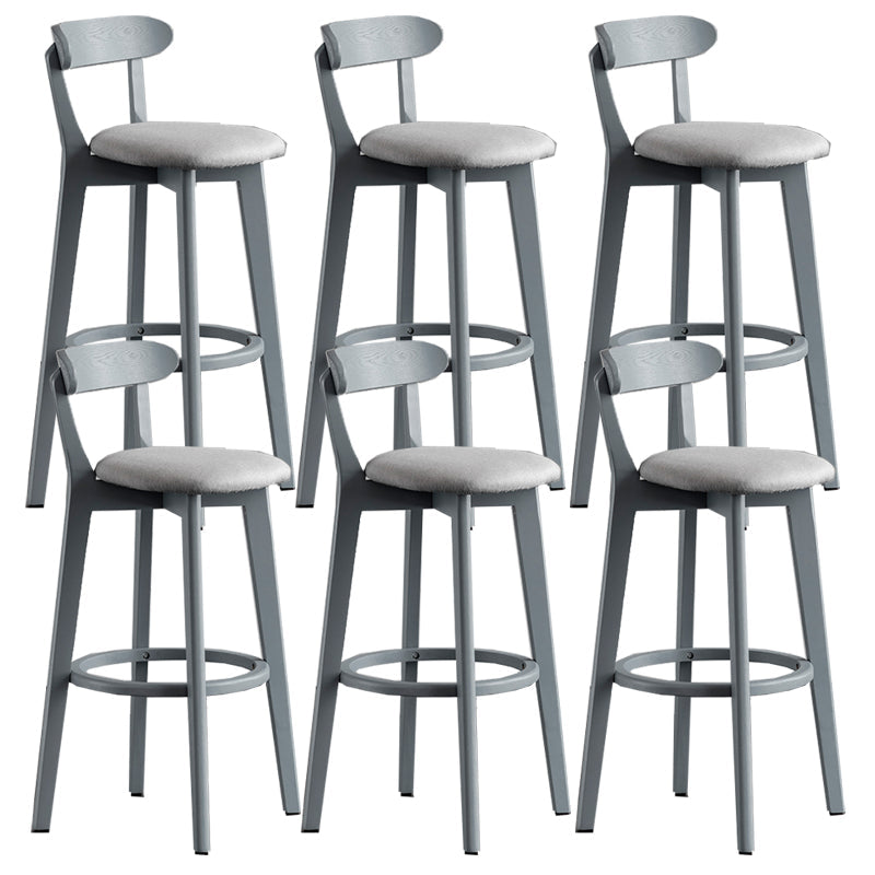 Gray Wood Bar Stools Industrial Style Armless Stool with Low Back