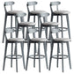 Gray Wood Bar Stools Industrial Style Armless Stool with Low Back