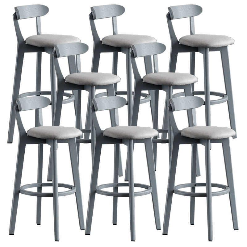 Gray Wood Bar Stools Industrial Style Armless Stool with Low Back