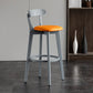 Gray Wood Bar Stools Industrial Style Armless Stool with Low Back