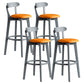 Gray Wood Bar Stools Industrial Style Armless Stool with Low Back