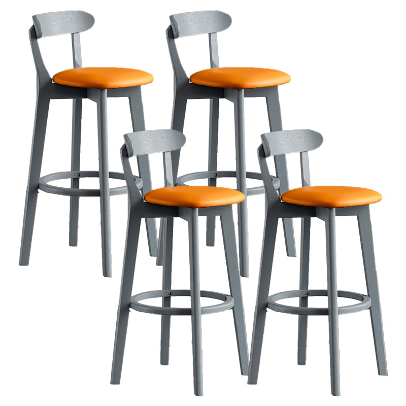 Gray Wood Bar Stools Industrial Style Armless Stool with Low Back