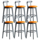 Gray Wood Bar Stools Industrial Style Armless Stool with Low Back
