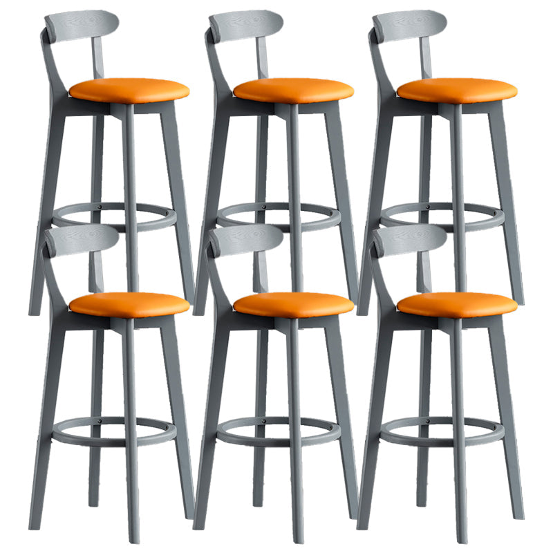 Gray Wood Bar Stools Industrial Style Armless Stool with Low Back