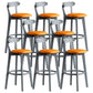 Gray Wood Bar Stools Industrial Style Armless Stool with Low Back