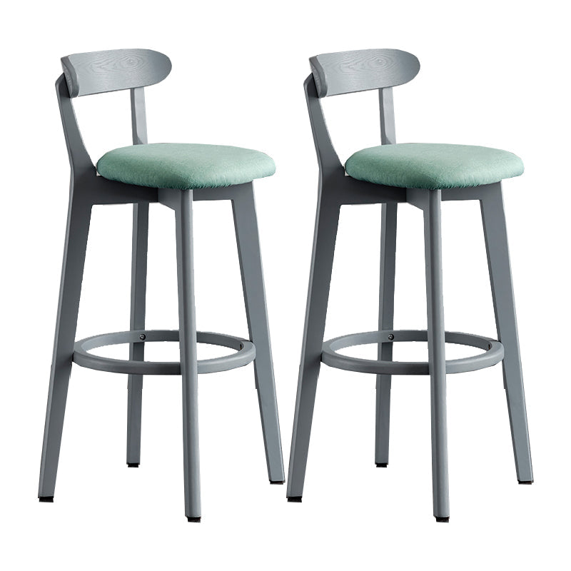 Gray Wood Bar Stools Industrial Style Armless Stool with Low Back
