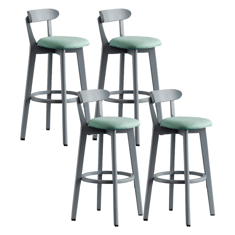 Gray Wood Bar Stools Industrial Style Armless Stool with Low Back
