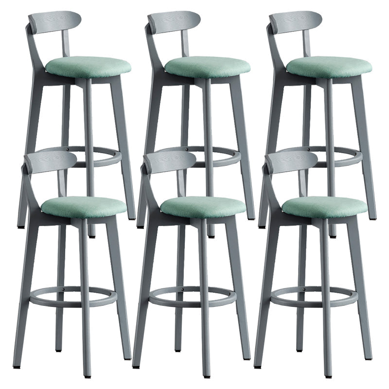 Gray Wood Bar Stools Industrial Style Armless Stool with Low Back
