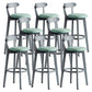 Gray Wood Bar Stools Industrial Style Armless Stool with Low Back