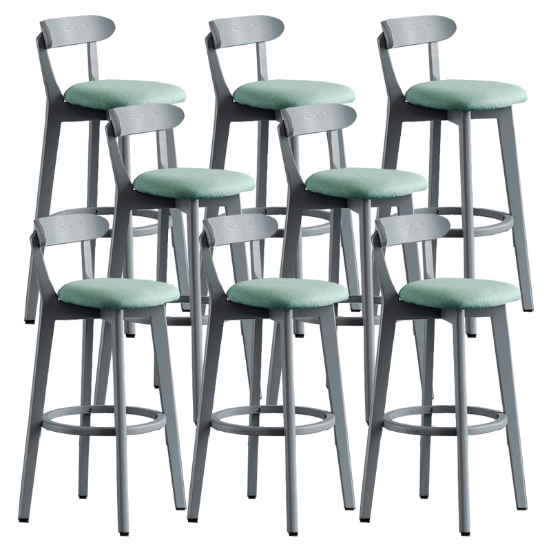Gray Wood Bar Stools Industrial Style Armless Stool with Low Back