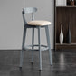 Gray Wood Bar Stools Industrial Style Armless Stool with Low Back