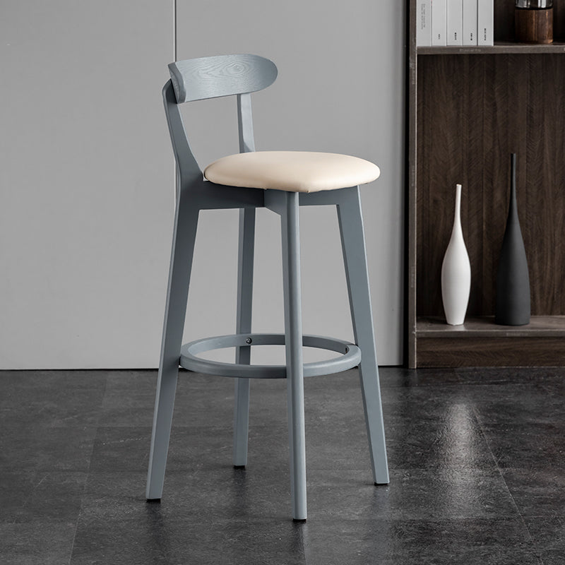 Gray Wood Bar Stools Industrial Style Armless Stool with Low Back
