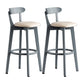 Gray Wood Bar Stools Industrial Style Armless Stool with Low Back