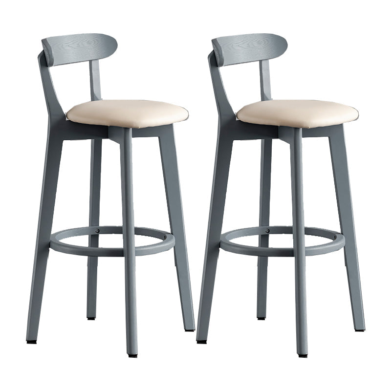 Gray Wood Bar Stools Industrial Style Armless Stool with Low Back
