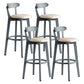 Gray Wood Bar Stools Industrial Style Armless Stool with Low Back