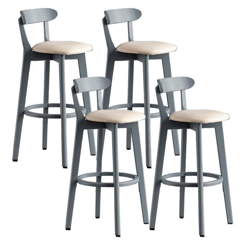 Gray Wood Bar Stools Industrial Style Armless Stool with Low Back