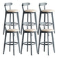 Gray Wood Bar Stools Industrial Style Armless Stool with Low Back