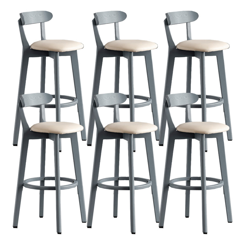 Gray Wood Bar Stools Industrial Style Armless Stool with Low Back