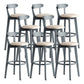 Gray Wood Bar Stools Industrial Style Armless Stool with Low Back