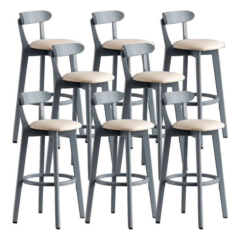 Gray Wood Bar Stools Industrial Style Armless Stool with Low Back