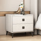 Contemporary Accent Table Nightstand Stone Night Table with 2 Drawers 14"L x 16"W x 18.5"H Off-White 1 Piece Clearhalo 'Bedroom Furniture' 'furn' 'furn_night_stand' 'Furniture' 'night_stand' 'Nightstands' 7018170