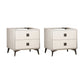 Contemporary Accent Table Nightstand Stone Night Table with 2 Drawers 20"L x 16"W x 18.5"H Off-White 2 Piece Set Clearhalo 'Bedroom Furniture' 'furn' 'furn_night_stand' 'Furniture' 'night_stand' 'Nightstands' 7018199