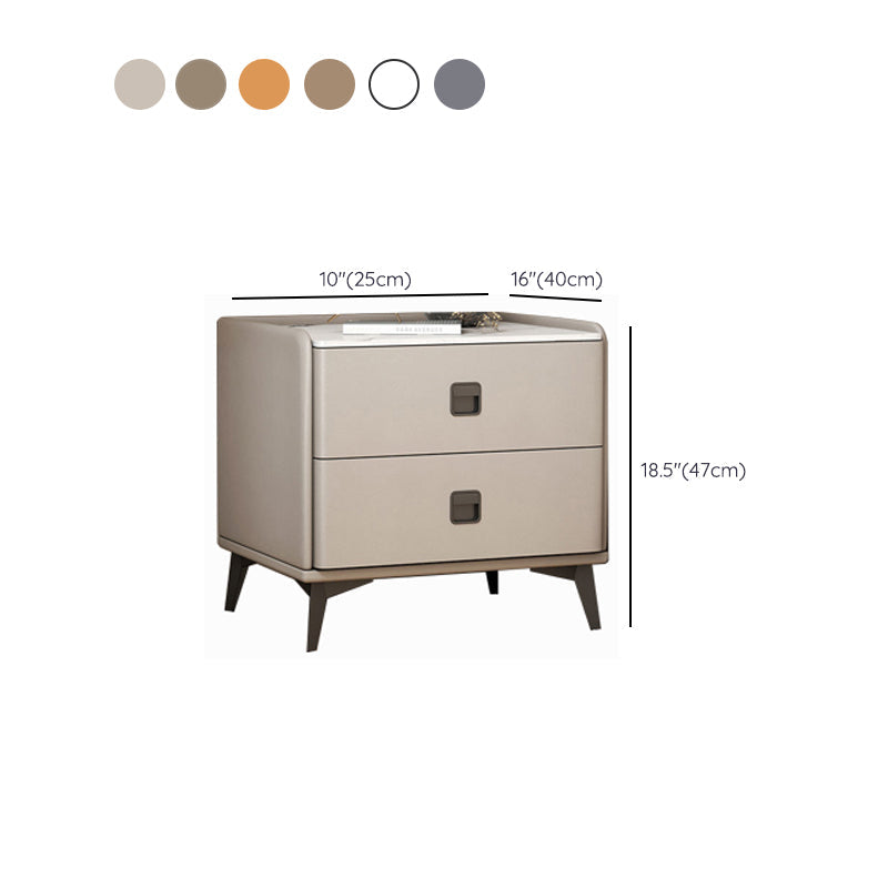 Contemporary Accent Table Nightstand Stone Night Table with 2 Drawers Clearhalo 'Bedroom Furniture' 'furn' 'furn_night_stand' 'Furniture' 'night_stand' 'Nightstands' 7018207