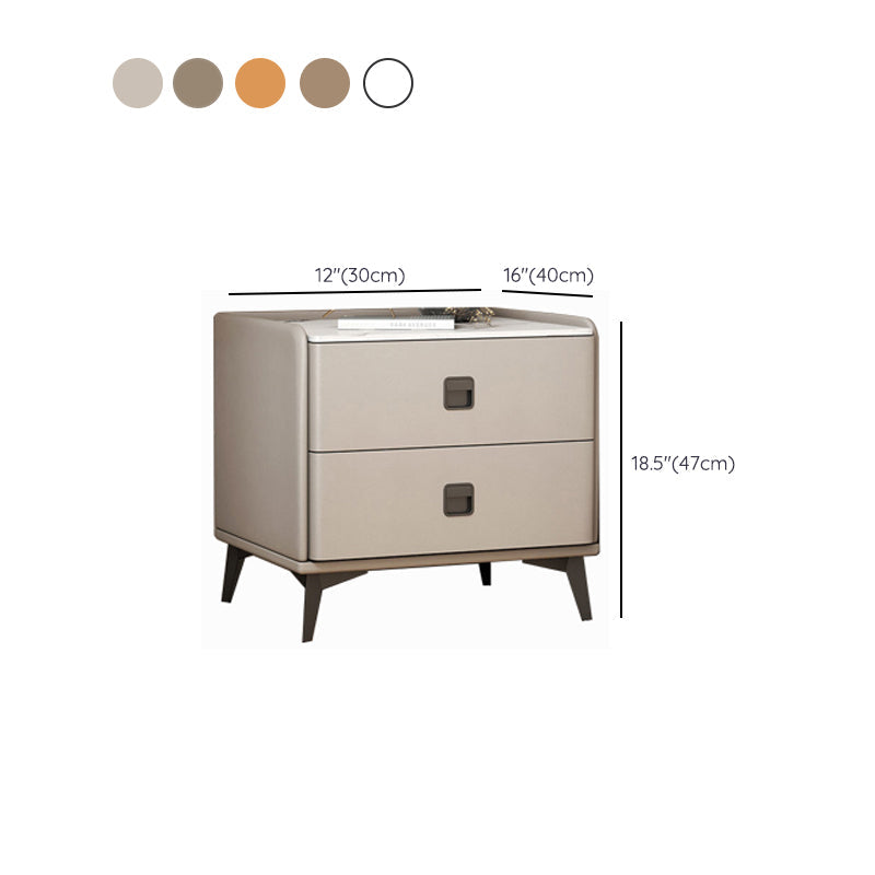 Contemporary Accent Table Nightstand Stone Night Table with 2 Drawers Clearhalo 'Bedroom Furniture' 'furn' 'furn_night_stand' 'Furniture' 'night_stand' 'Nightstands' 7018208