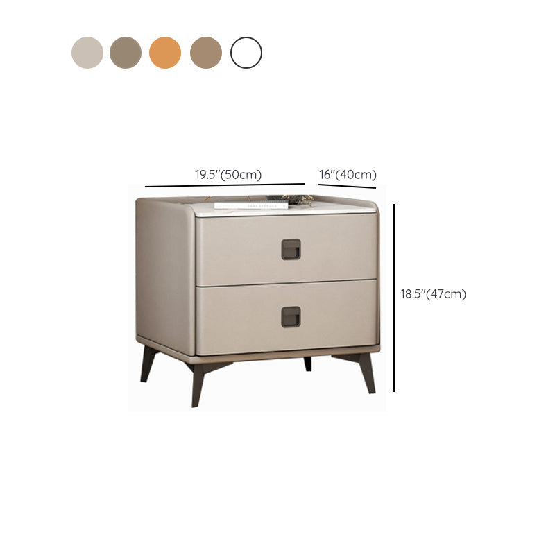 Contemporary Accent Table Nightstand Stone Night Table with 2 Drawers Clearhalo 'Bedroom Furniture' 'furn' 'furn_night_stand' 'Furniture' 'night_stand' 'Nightstands' 7018212