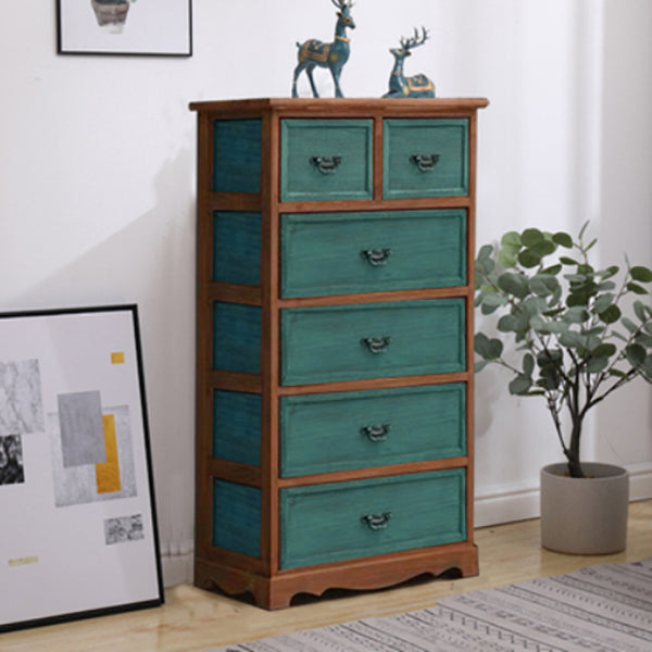 Coastal Storage Chest Solid Wood Dresser with 6/5 Drawers , 11.7 Inch W Brown Green 6 Clearhalo 'Bedroom Furniture' 'Dressers & Chests' 'dressers_chests' 'furn' 'furn_dressers_chests' 'Furniture' 7018305