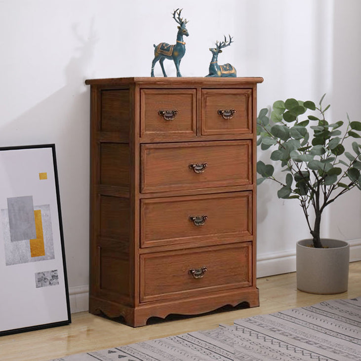 Coastal Storage Chest Solid Wood Dresser with 6/5 Drawers , 11.7 Inch W Coffee 5 Clearhalo 'Bedroom Furniture' 'Dressers & Chests' 'dressers_chests' 'furn' 'furn_dressers_chests' 'Furniture' 7018307