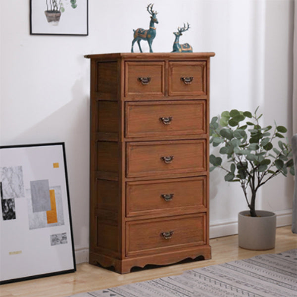 Coastal Storage Chest Solid Wood Dresser with 6/5 Drawers , 11.7 Inch W Coffee 6 Clearhalo 'Bedroom Furniture' 'Dressers & Chests' 'dressers_chests' 'furn' 'furn_dressers_chests' 'Furniture' 7018309